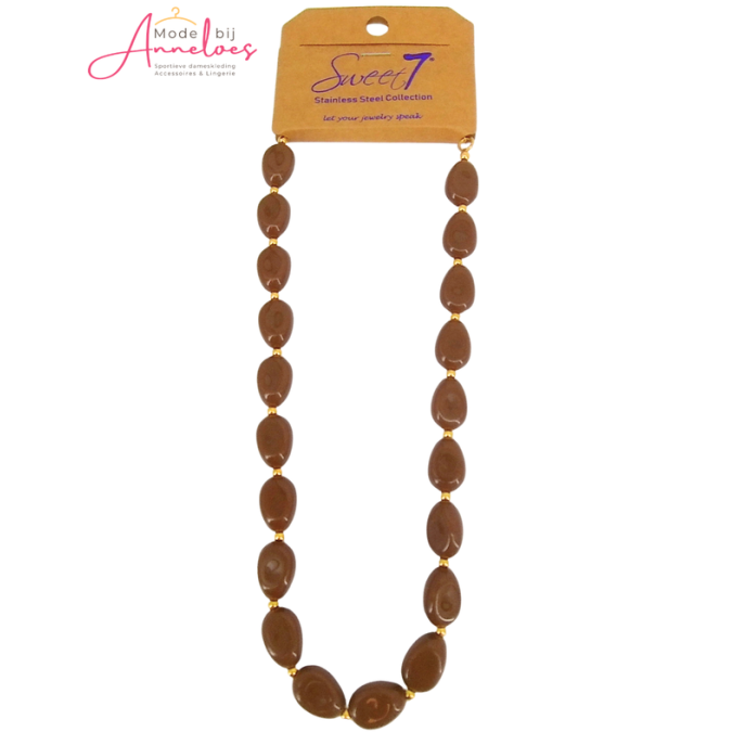 Sweet7 Korte Ketting 101233080 licht bruin Sweet7 Korte Ketting 101233080 licht bruin